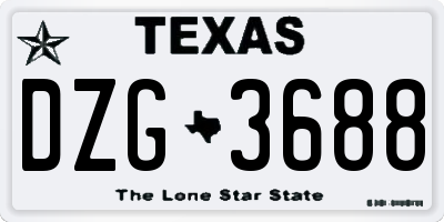TX license plate DZG3688