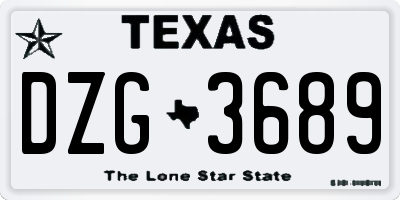 TX license plate DZG3689