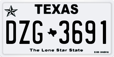 TX license plate DZG3691