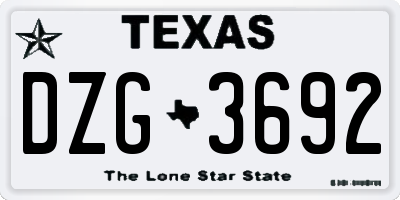 TX license plate DZG3692