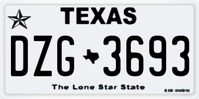 TX license plate DZG3693