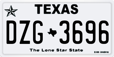 TX license plate DZG3696