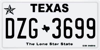 TX license plate DZG3699