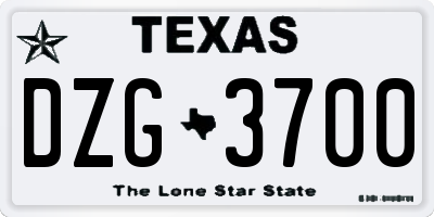 TX license plate DZG3700