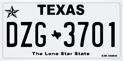TX license plate DZG3701