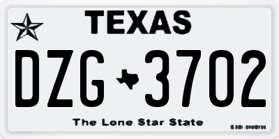 TX license plate DZG3702