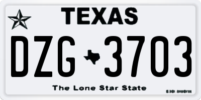 TX license plate DZG3703