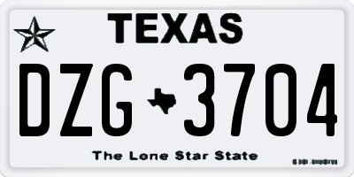 TX license plate DZG3704