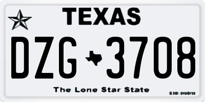 TX license plate DZG3708