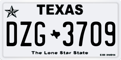TX license plate DZG3709