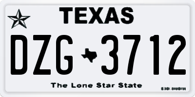 TX license plate DZG3712