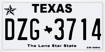TX license plate DZG3714