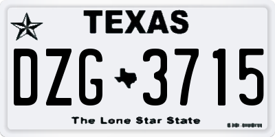 TX license plate DZG3715