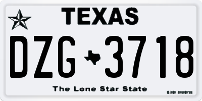 TX license plate DZG3718