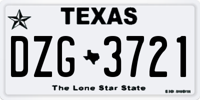 TX license plate DZG3721