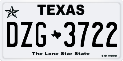 TX license plate DZG3722