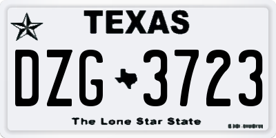 TX license plate DZG3723