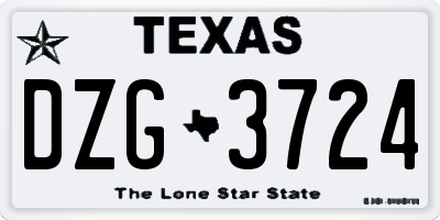 TX license plate DZG3724