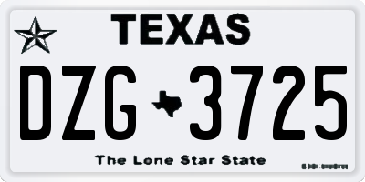TX license plate DZG3725