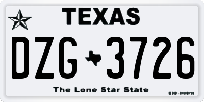 TX license plate DZG3726