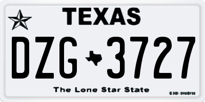 TX license plate DZG3727