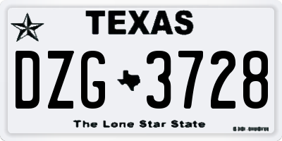 TX license plate DZG3728