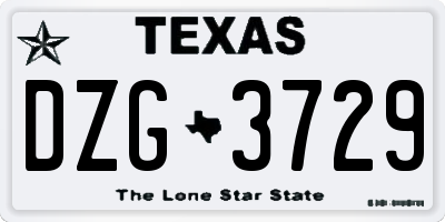 TX license plate DZG3729