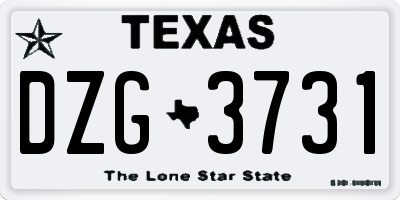 TX license plate DZG3731