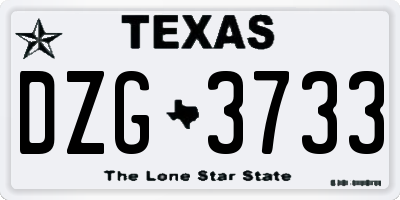TX license plate DZG3733