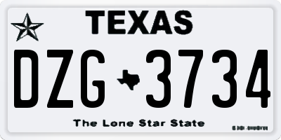 TX license plate DZG3734