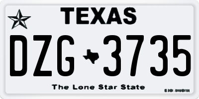 TX license plate DZG3735