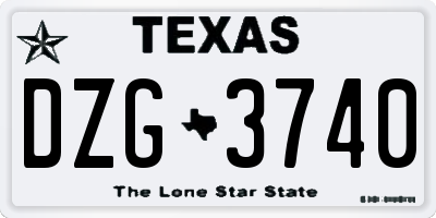 TX license plate DZG3740