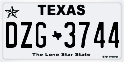 TX license plate DZG3744