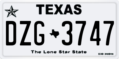 TX license plate DZG3747