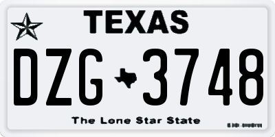TX license plate DZG3748