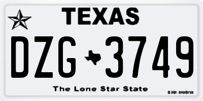 TX license plate DZG3749