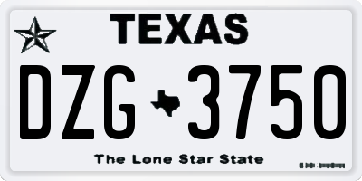 TX license plate DZG3750
