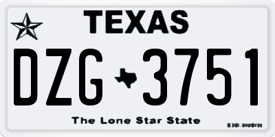 TX license plate DZG3751