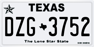 TX license plate DZG3752