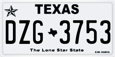 TX license plate DZG3753