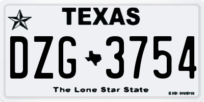 TX license plate DZG3754