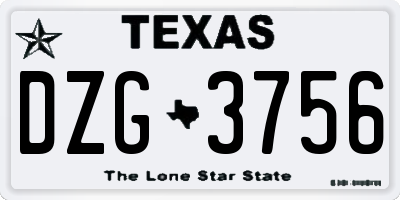 TX license plate DZG3756