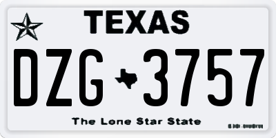 TX license plate DZG3757