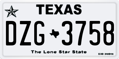 TX license plate DZG3758