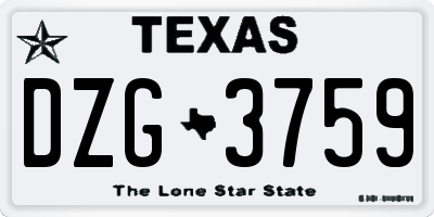 TX license plate DZG3759