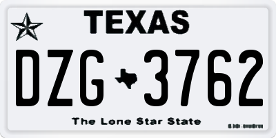 TX license plate DZG3762