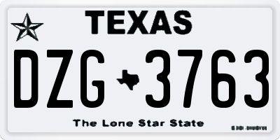 TX license plate DZG3763