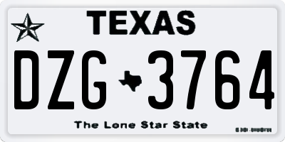 TX license plate DZG3764