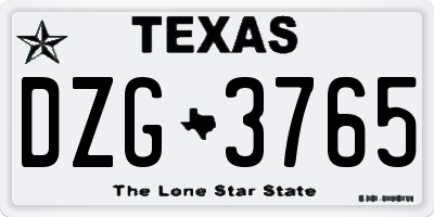 TX license plate DZG3765