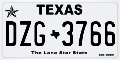 TX license plate DZG3766